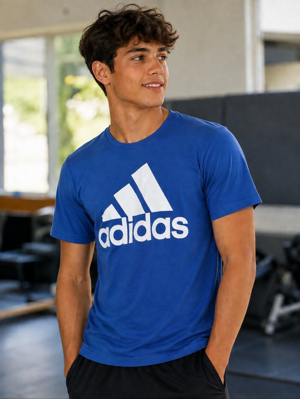 Adidas Blue Logo Tee – Men’s Size M (Regular Fit)